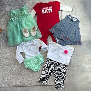 8 Piece Girl's Baby Grand Signature, Carter's, Old Navy- Size 3-6 Months